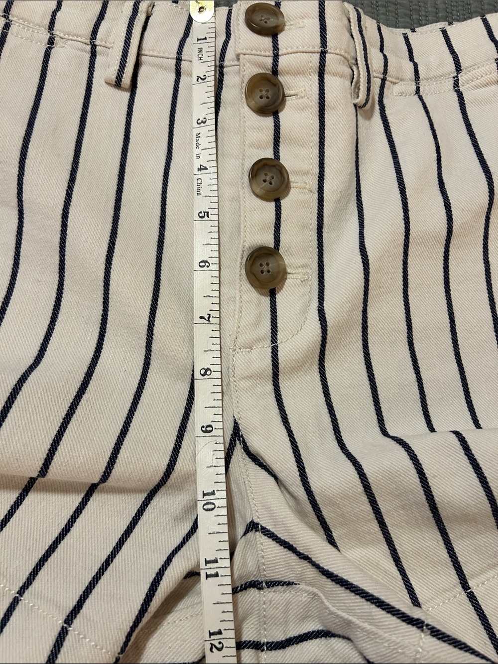 Madewell Emmett Railroad Stripe Denim High-Rise Shorts Size 30 - Picture 7 of 8